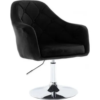 LuxuryForm DESIGN Kosmetické křeslo ANDORA VELUR na stříbrném talíři - černé