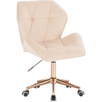 LuxuryForm DESIGN Židle MILANO MAX VELUR na zlaté podstavě s kolečky - krémová