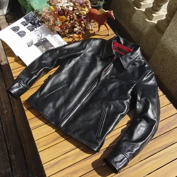 Moto bunda Leather Fashion Motorkářská bunda z koňské kůže v retro stylu 30. let Barva: Černá, Velikost: L