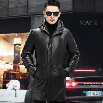 Moto bunda Leather Fashion Středně dlouhá zimní bunda z pravé jehněčí kůže Barva: Černá, Velikost: L