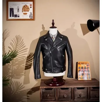 Moto bunda Leather Fashion Dvojitá jezdecká bunda z teletiny v klasickém střihu Velikost: L, Barva (Varianta): black calfskin