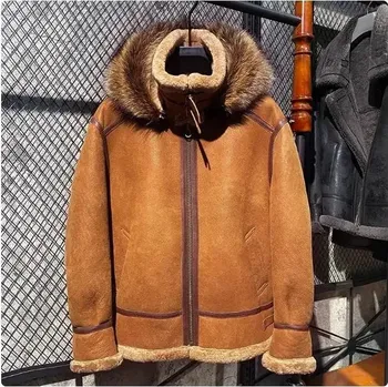 Moto bunda Leather Fashion Letecká bunda B3 z pravé jehněčí kůže s kožichem Barva: Zlatá, Velikost: L