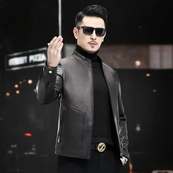 Moto bunda Leather Fashion Klasická bunda z kozí kůže v elegantním stylu Barva: Černá, Velikost: L