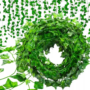 umělá květina UMĚLÝ BŘEČŤAN ZÁVĚSNÁ ROSTLINA NA ZEĎ BALKON UMĚLÉ LISTY 25M 12 KS