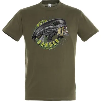 Pánské tričko panske-levne-bavlnene-tricko-digi-potisk-vetrelec Barva: Khaki, velikost: XS