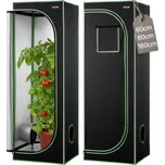 VEVOR Pěstební stan pro vnitřní použití, 60 x 60 x 180 cm, 600D vysoce reflexní mylar, stan na vnitřní rostliny s pozorovacím okénkem, podlahovou miskou a zipem, odolný pěstební stan pro ovoce, květiny a zeleninu