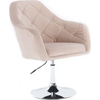 LuxuryForm DESIGN Kosmetické křeslo ANDORA VELUR na stříbrném talíři - krémové