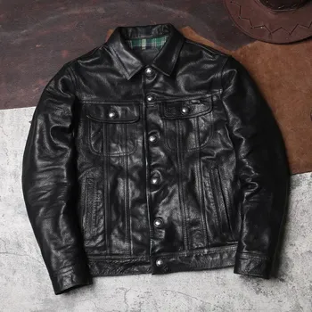 Moto bunda Leather Fashion Kožená bunda z kozí kůže v ležérním vintage stylu Barva: Černá, Velikost: L