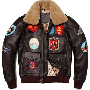 Moto bunda Leather Fashion Zimní pilotní bunda G1 z hovězí kůže s prošíváním Velikost: L, Barva (Varianta): Brown Cowhide