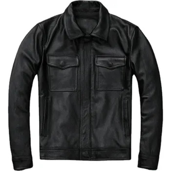 Moto bunda Leather Fashion Retro bunda z pravé hovězí kůže Velikost: S, Barva (Varianta): Černá