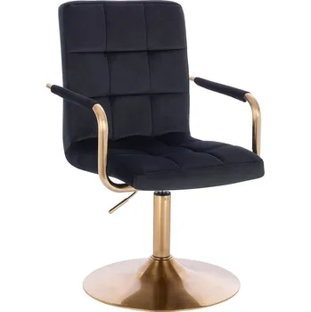 LuxuryForm DESIGN Židle VERONA GOLD VELUR na zlatém talíři - černá