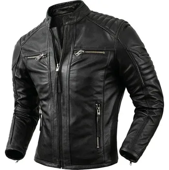 Moto bunda Leather Fashion Motorkářská bunda z pravé hovězí kůže v retro stylu Velikost: XXS, Barva (Varianta): Black Color