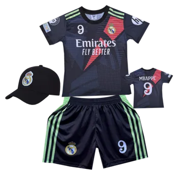 Míčový sport Numberoplus Premium dětský fotbalový dres Komplet + fotbalová kšiltovka Real Madrid FC - Kylian Mbappe.Č09,(Emirates Fly Better) Velikost: 14 let ( vel.158)
