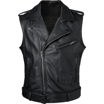 Moto bunda Leather Fashion Kožená motorkářská vesta s asymetrickým zipem Velikost: L, Barva (Varianta): Černá