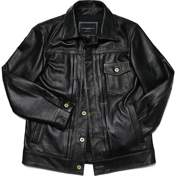 Moto bunda Leather Fashion Džínová bunda z hovězí kůže v ležérním provedení Velikost: M, Barva (Varianta): Black Cowhide