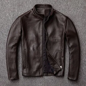 Moto bunda Leather Fashion Pánská business bunda z pravé hovězí kůže v elegantním střihu Barva: Hnědá, Velikost: 4XL