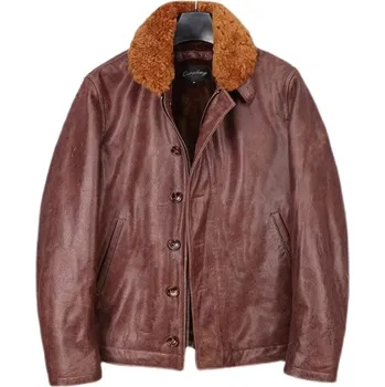 Moto bunda Leather Fashion Kožená bunda N1 z italské hovězí kůže s fleecovou podšívkou Velikost: M, Barva (Varianta): Hnědá