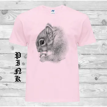 levne-bavlnene-tricko-potisk-veverka Barva: Pink - růžová, velikost: S