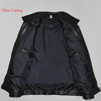 Moto oblečení Leather Fashion Lehká kožená bunda z jemné jehněčí kůže pro každodenní nošení Velikost: 2XL, Barva (Varianta): tenká podšívka