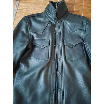 Moto bunda Leather Fashion Westernová bunda z kozí kůže s jelení texturou Barva: Černá, Velikost: M