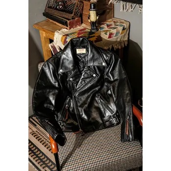 Moto bunda Leather Fashion Kožený kabát z koňské kůže v japonském stylu Barva: Černá, Velikost: L