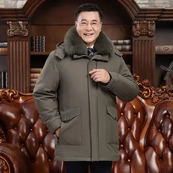 Moto bunda Leather Fashion Zimní prošívaná bunda s péřovou výplní a kožešinovou kapucí Barva: Khaki, Velikost: L