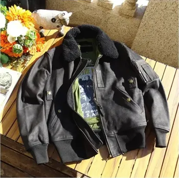 Moto oblečení Leather Fashion Zimní bunda B15 z hovězí kůže v armádním provedení Velikost: 3XL, Barva (Varianta): full grain cowhide