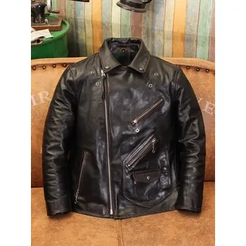 Moto bunda Leather Fashion Motorkářská bunda z pravé koněné kůže v retro stylu Velikost: 5XL, Barva (Varianta): Horsehide