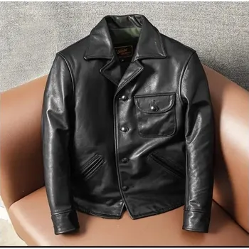 Moto bunda Leather Fashion Pánská bunda z koňské kůže v retro motorkářském stylu Velikost: L, Barva (Varianta): black Full Grain