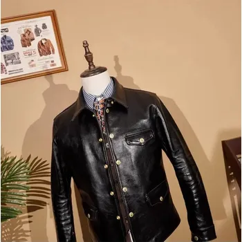 Moto bunda Leather Fashion Silná kožená bunda z koňské kůže v retro stylu Velikost: L, Barva (Varianta): black tea core
