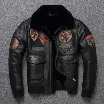 Moto bunda Leather Fashion Silná zimní bunda z jehněčí kůže s kožešinou Velikost: L, Barva (Varianta): Sheepskin Fur