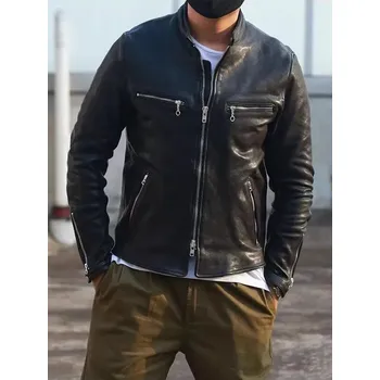 Moto bunda Leather Fashion Klasická motorkářská bunda z jehněčí kůže Barva: Černá, Velikost: L