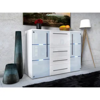 Komoda Komoda Mirjan 136 x 39 x 115 cm, bílý lesk