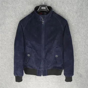 Moto oblečení Leather Fashion Semišová kožená bunda z pravé hovězí kůže Barva: Modrá, Velikost: 2XL