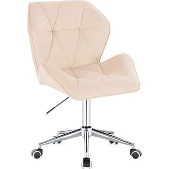 LuxuryForm DESIGN Kosmetická židle MILANO MAX VELUR na stříbrné podstavě s kolečky - krémová