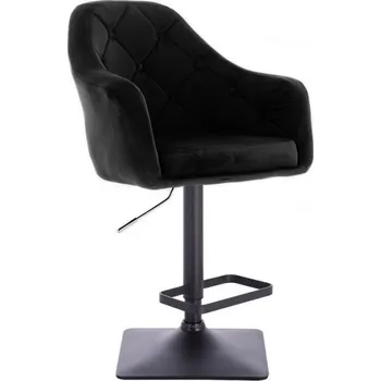 Barová židle LuxuryForm DESIGN Barová židle ANDORA VELUR na černé hranaté podstavě - černá