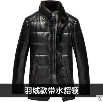 Moto bunda Leather Fashion Zimní bunda z pravé jehněčí kůže s péřovou výplní Barva: Černá, Velikost: L