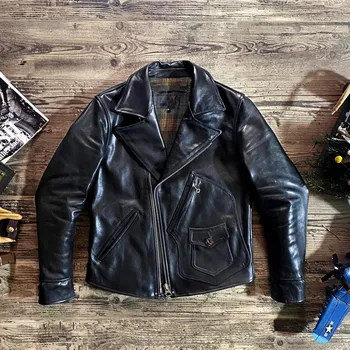 Moto bunda Leather Fashion Motorkářská bunda z pravé koněné kůže v retro stylu Velikost: L, Barva (Varianta): cowhide