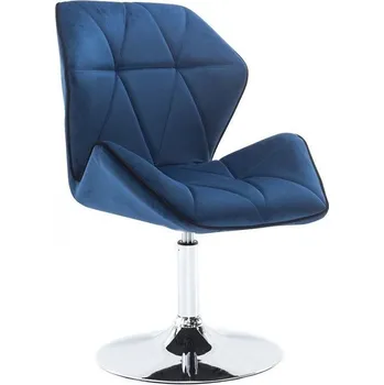 LuxuryForm DESIGN Kosmetická židle MILANO MAX VELUR na stříbrném talíři - modrá