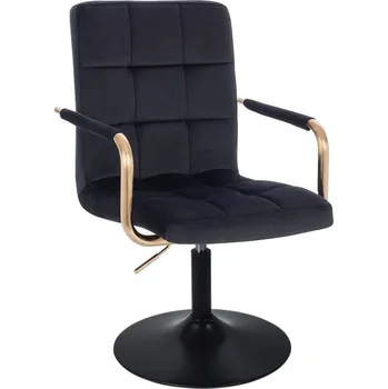 LuxuryForm DESIGN Kosmetická židle VERONA GOLD VELUR na černém talíři - černá