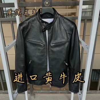 Moto bunda Leather Fashion Krátká kožená bunda z hovězí kůže pro každodenní nošení Velikost: L, Barva (Varianta): Standard thick