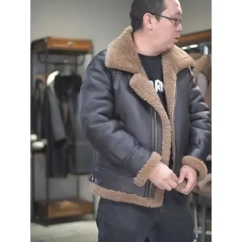 Moto bunda Leather Fashion Zimní bunda z jehněčí kůže s vlněnou podšívkou Barva: Hnědá, Velikost: 52