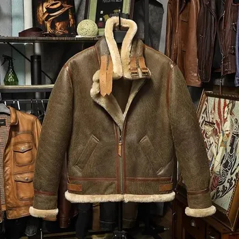 Moto bunda Leather Fashion Zimní bunda z pravé vlny a kůže s ovčí kožešinou Velikost: 4XL, Barva (Varianta): Frosted