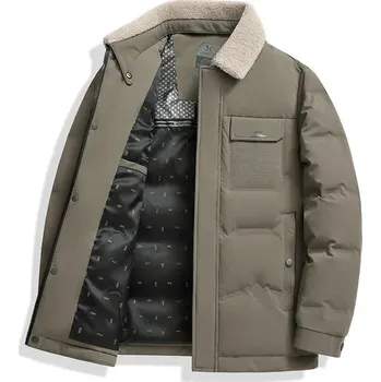 Moto bunda Leather Fashion Péřová bunda pro muže s klasickým prošíváním Barva: Khaki, Velikost: XL