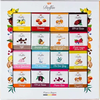 Čokoláda Dárkový box degustačních čokolád "Mix mléčná, hořká s příchutěmi i klasické" 48ks - Dolfin