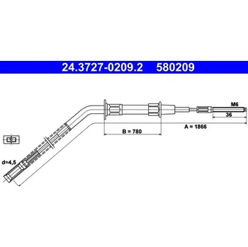 Lanko parkovací brzdy Tažné lanko, parkovací brzda ATE 24.3727-0209.2