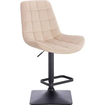 Barová židle LuxuryForm DESIGN Barová židle PARIS VELUR na černé hranaté podstavě - krémová