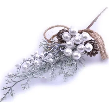 Vánoční dekorace Canea Větvička s bobulemi bílá 26cm