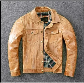 Moto bunda Leather Fashion Motorkářská bunda z rostlinně činěné kůže v retro střihu Barva: Šampaňská, Velikost: L