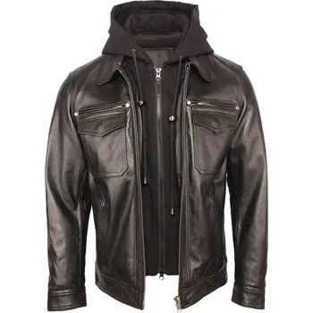 Moto bunda Leather Fashion Kožená bunda s odepínací kapucí a prošíváním Velikost: L, Barva (Varianta): Černá